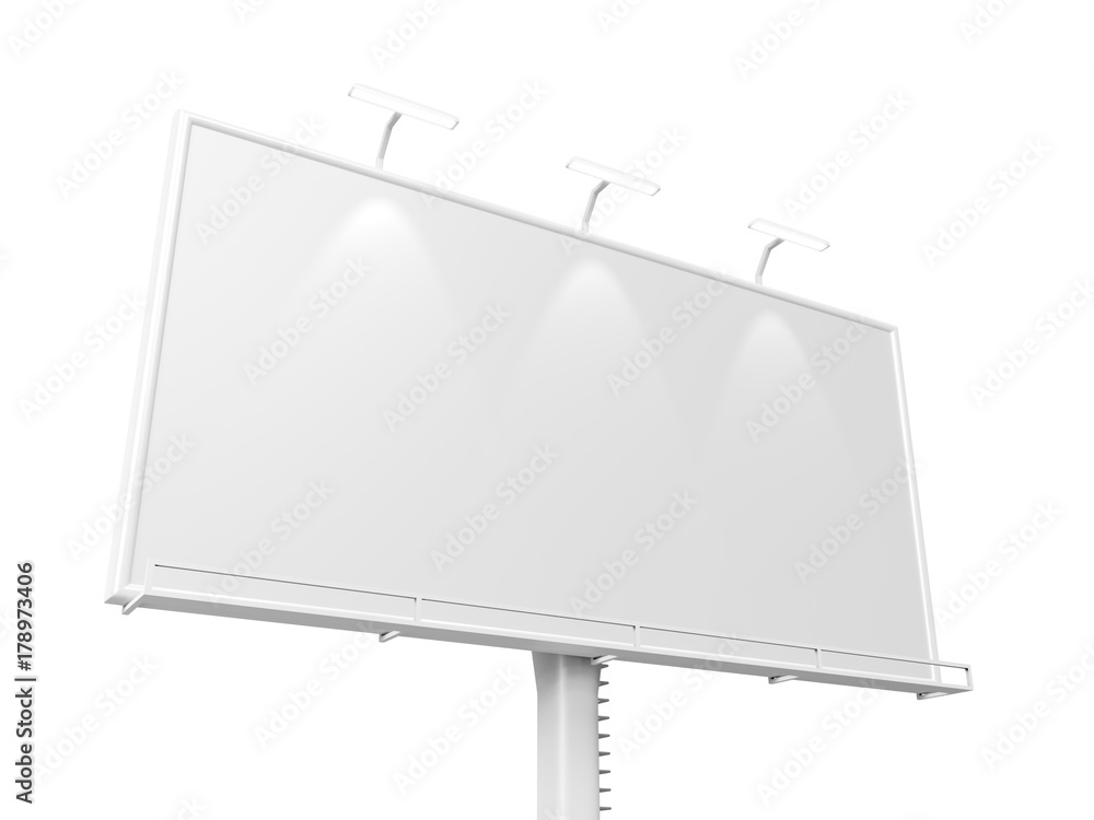 Obraz premium 3D rendering of blank billboard (empty advertisement) isolated on white background