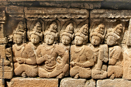 Relief in the ancient Borobudur temple in Indonesia