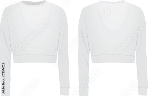 Women white crop sweater. vector illustration