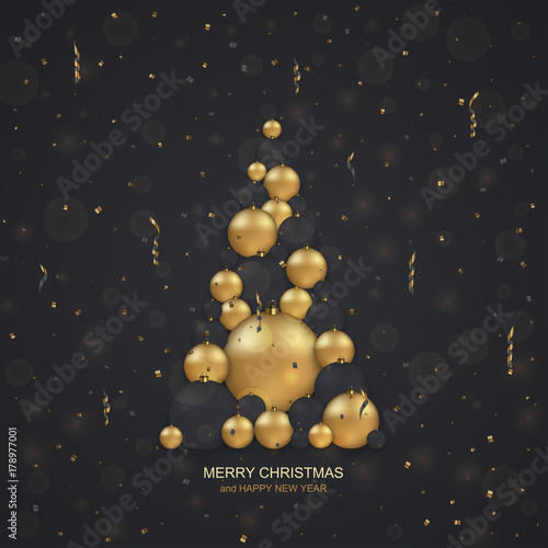 Vector modern Christmas or 2018 Happy New Year winter holiday invitation card background.