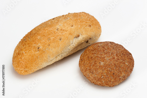 Group of fresh bread on white background
