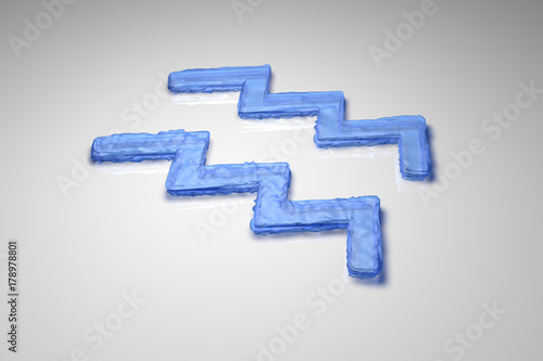 Ice astrological sign Aquarius, 3d illustration