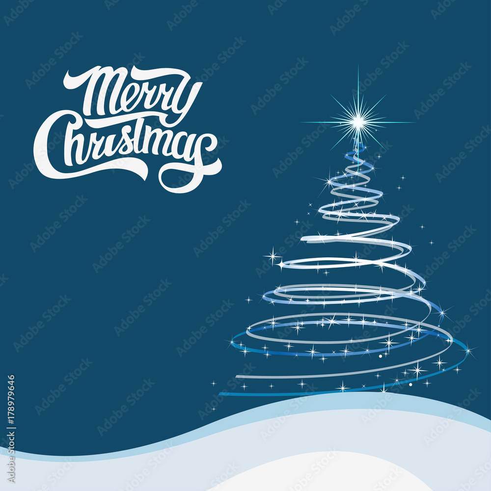 Christmas tree with lights, Christmas and New Year greeting card, vector illustration with well organized layers Christmas tree with lights, Christmas and New Year greeting card, vector illustration with well organized layers