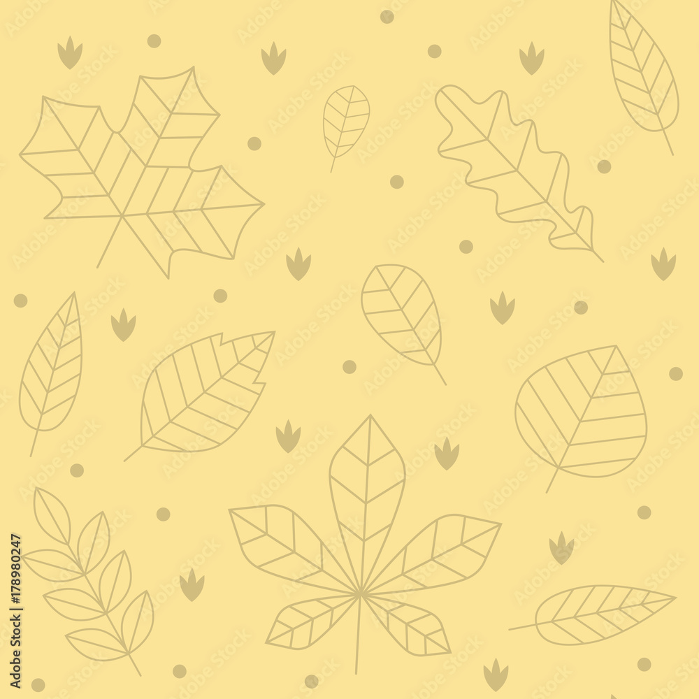 Autumn background with falling leaves in flat style. Seamless