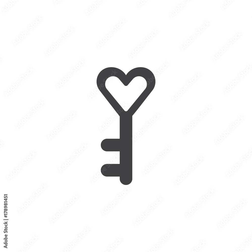Heart key icon vector, filled flat sign, solid pictogram isolated on white. Love symbol, logo illustration. Heart key icon vector, filled flat sign, solid pictogram isolated on white. Love symbol, logo illustration.