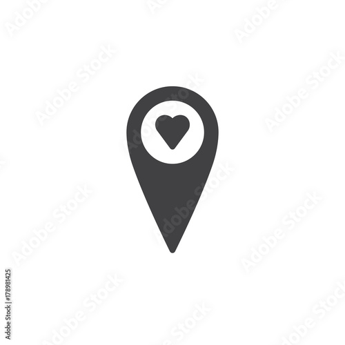 Love placeholder with heart icon vector  filled flat sign  solid pictogram isolated on white. Romantic date location symbol  logo illustration.