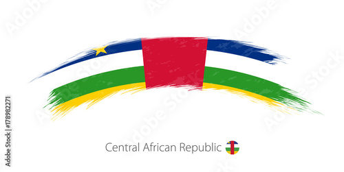 Flag of Central African Republic in rounded grunge brush stroke.
