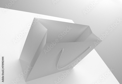 Blank Simple White Shopping Bag on White