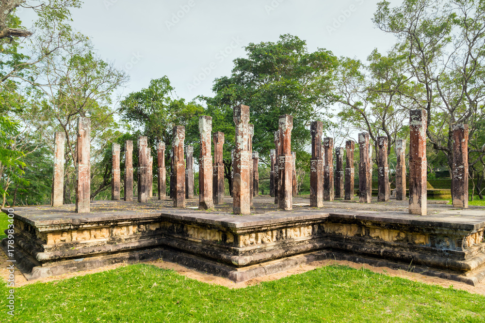 Ancient pillars ruins in Polonnaruwa city temple Sri Lanka. Ancient pillars ruins in Polonnaruwa city temple Sri Lanka.