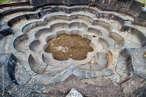 Lotus Pond are the baths in Polonnaruwa ancient city, Sri Lank photo