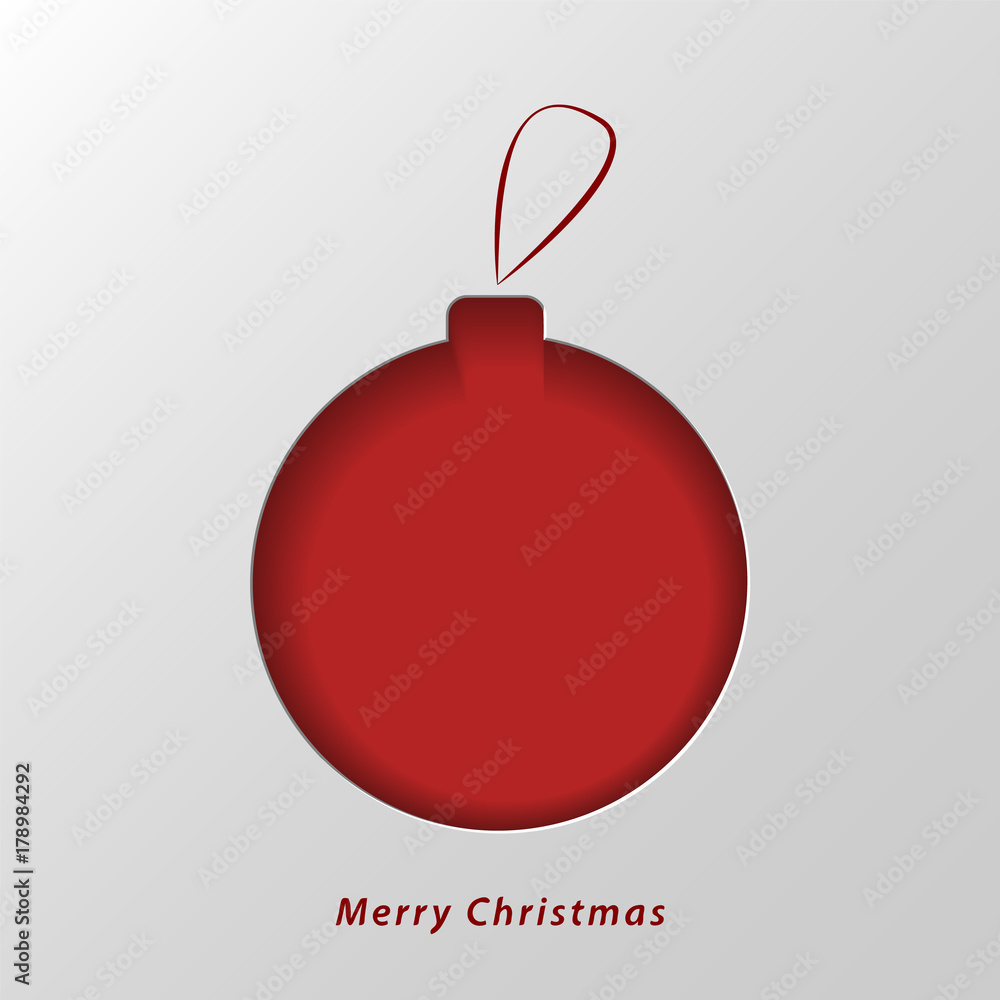 Red Christmas ball cut out of paper. Decorative design element, holiday decoration for Christmas and New Year cards. Vector illustration Red Christmas ball cut out of paper. Decorative design element, holiday decoration for Christmas and New Year cards. Vector illustration