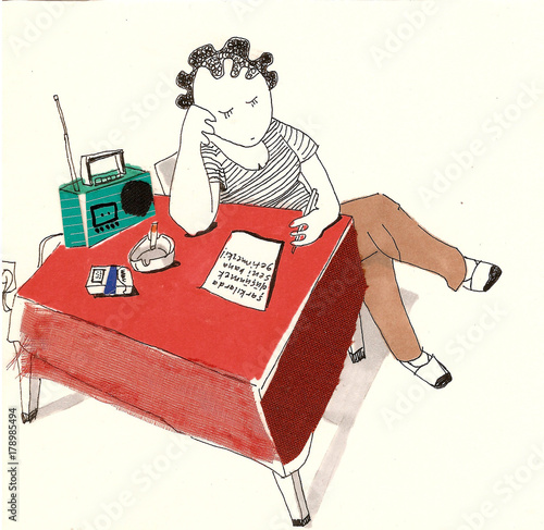 Girl sitting on the table