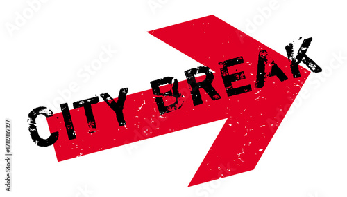 City Break rubber stamp. Grunge design with dust scratches. Effects can be easily removed for a clean, crisp look. Color is easily changed.