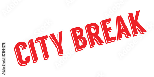 City Break rubber stamp. Grunge design with dust scratches. Effects can be easily removed for a clean, crisp look. Color is easily changed.