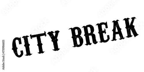 City Break rubber stamp. Grunge design with dust scratches. Effects can be easily removed for a clean, crisp look. Color is easily changed.