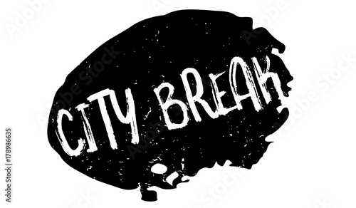 City Break rubber stamp. Grunge design with dust scratches. Effects can be easily removed for a clean, crisp look. Color is easily changed.