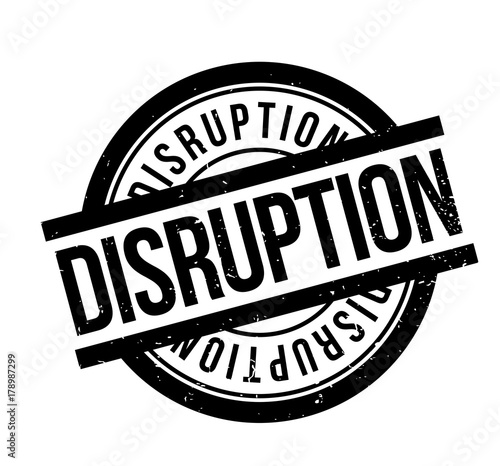 Disruption rubber stamp. Grunge design with dust scratches. Effects can be easily removed for a clean, crisp look. Color is easily changed.