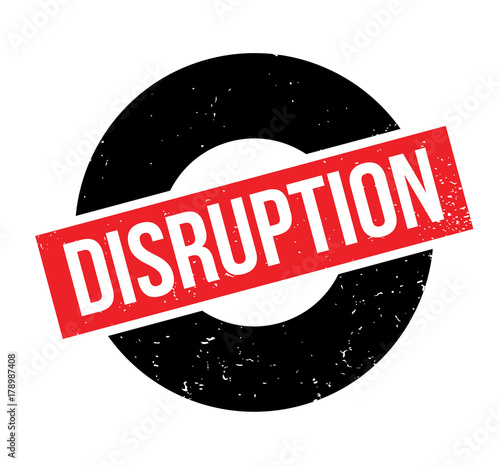 Disruption rubber stamp. Grunge design with dust scratches. Effects can be easily removed for a clean, crisp look. Color is easily changed.