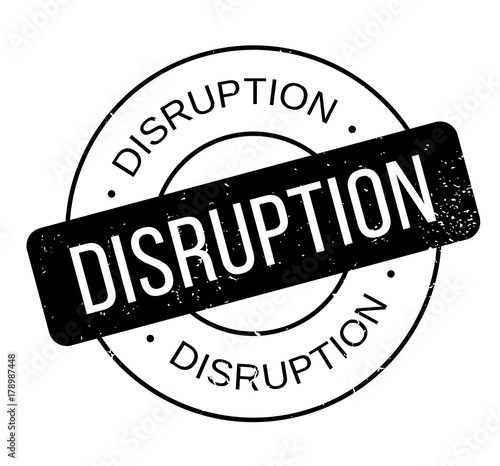 Disruption rubber stamp. Grunge design with dust scratches. Effects can be easily removed for a clean, crisp look. Color is easily changed.