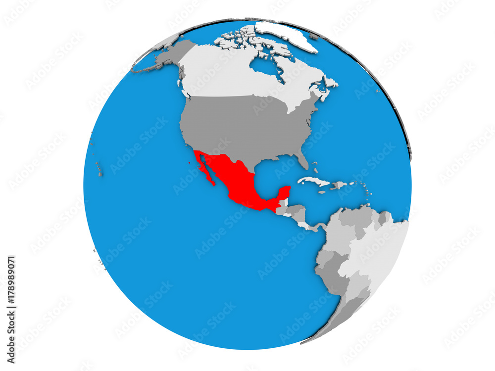Naklejka premium Mexico on globe isolated
