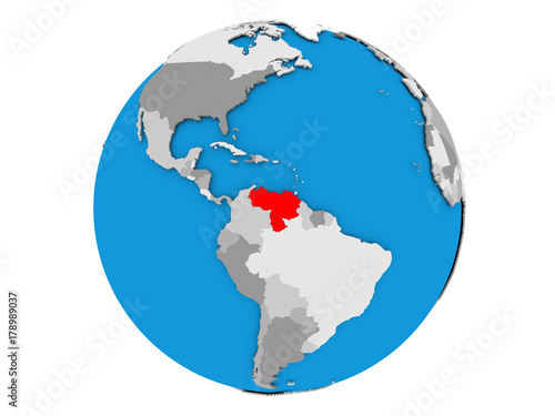 Venezuela on globe isolated