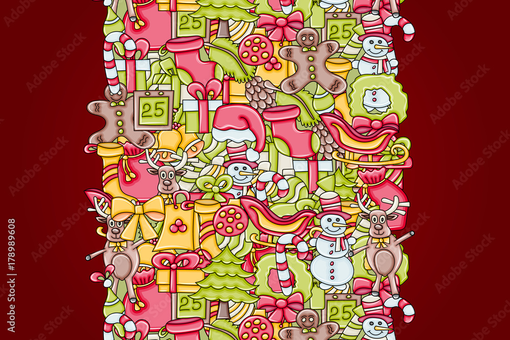 Christmas background with space for text. For a greeting card, flyer, or brochure. Hand drawn cartoon style doodle vector illustration. Christmas background with space for text. For a greeting card, flyer, or brochure. Hand drawn cartoon style doodle vector illustration.