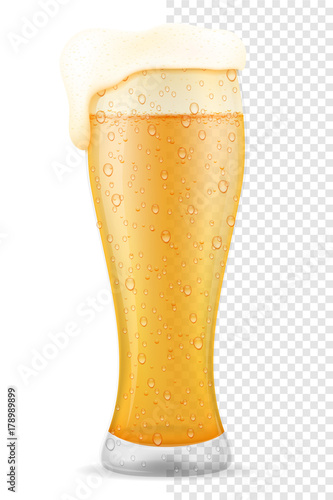 beer in glass transparent stock vector illustration