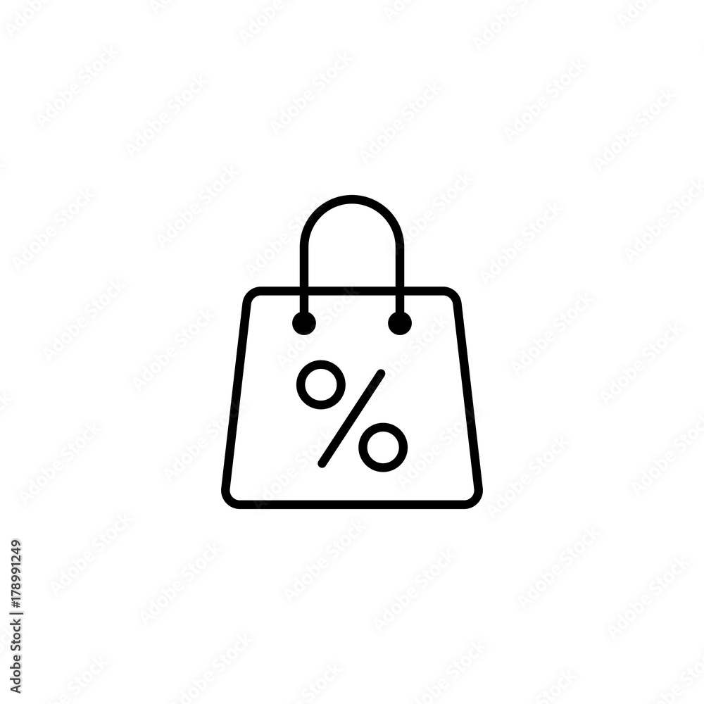 line percent bag icon on white background line percent bag icon on white background