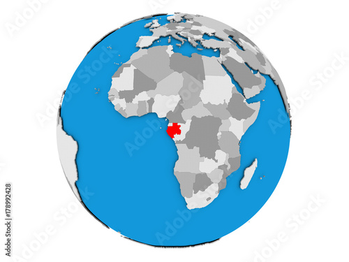 Gabon on globe isolated