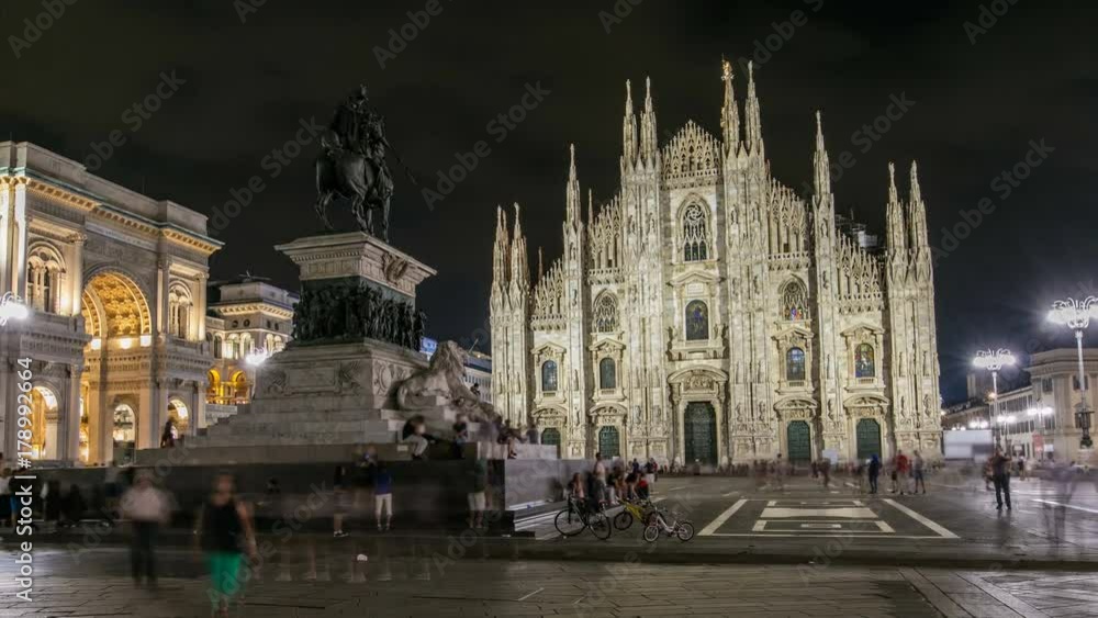 Milan Cathedral night timelapse Duomo di Milano is the gothic cathedral church of Milan, Italy. Milan Cathedral night timelapse Duomo di Milano is the gothic cathedral church of Milan, Italy.