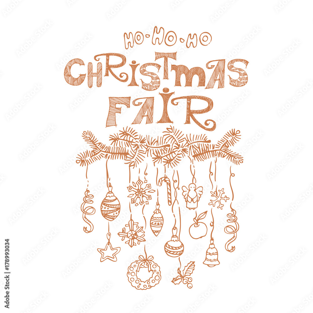 Christmas fair, market announcement poster, card template