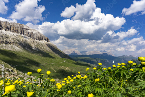 Beautiful view of the Dolomites in June.