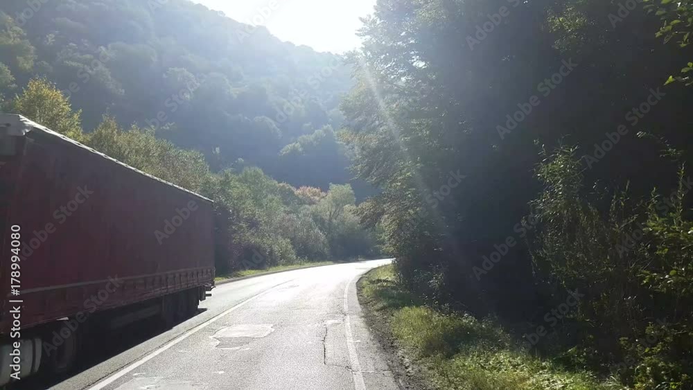 Window View from Car, Bus, Train. Traveling sunny day. Travel the beautiful mountains in the autumn Window View from Car, Bus, Train. Traveling sunny day. Travel the beautiful mountains in the autumn