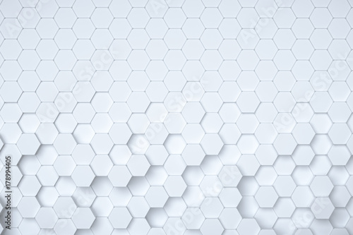 Fototapeta Naklejka Na Ścianę i Meble -  White hexagonal abstract 3d background