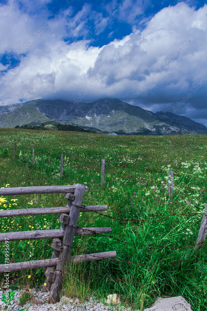 Fields, meadows, mountains, roads. Balkans.