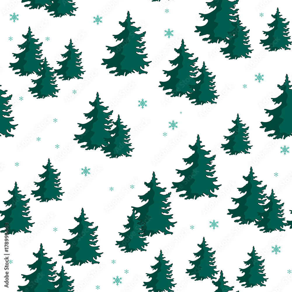 Obraz premium Seamless pattern with colorful fir trees. Vector illustration