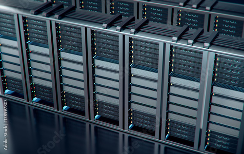 Server room or server computers.3d rendering. © Connect world