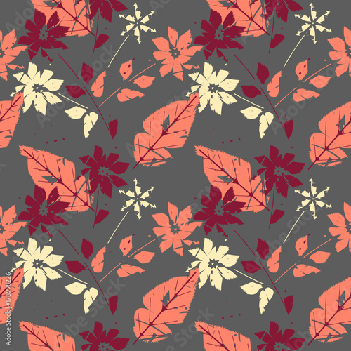 Modern seamless pattern with abstract flowers