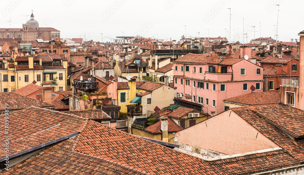 italian, aerial, town, tile, italy, travel, view, red, european, landmark, old, venice, venetian, building, historic, roof, high, architecture, city, panorama, house, scenic, tourism, romantic, ancien