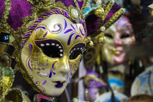 Masks for the Venetian Carnival, a street souvenir shop in Venice