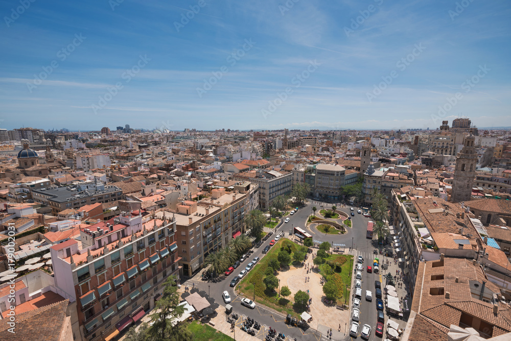 Aerial view of Valencia cityscape, Spain.