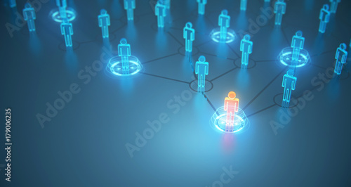 3d render human social network and leadership as concept. 
