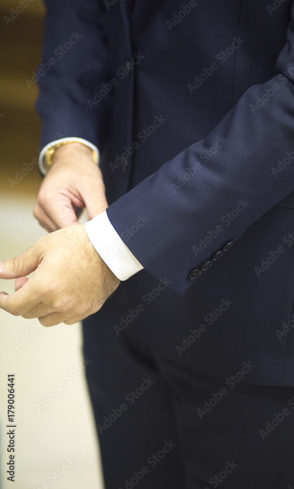 Groom in civil wedding suit