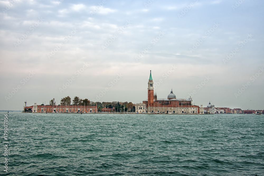Venice. The island of San Giorgio Maggiore, seen from across the lagoon.