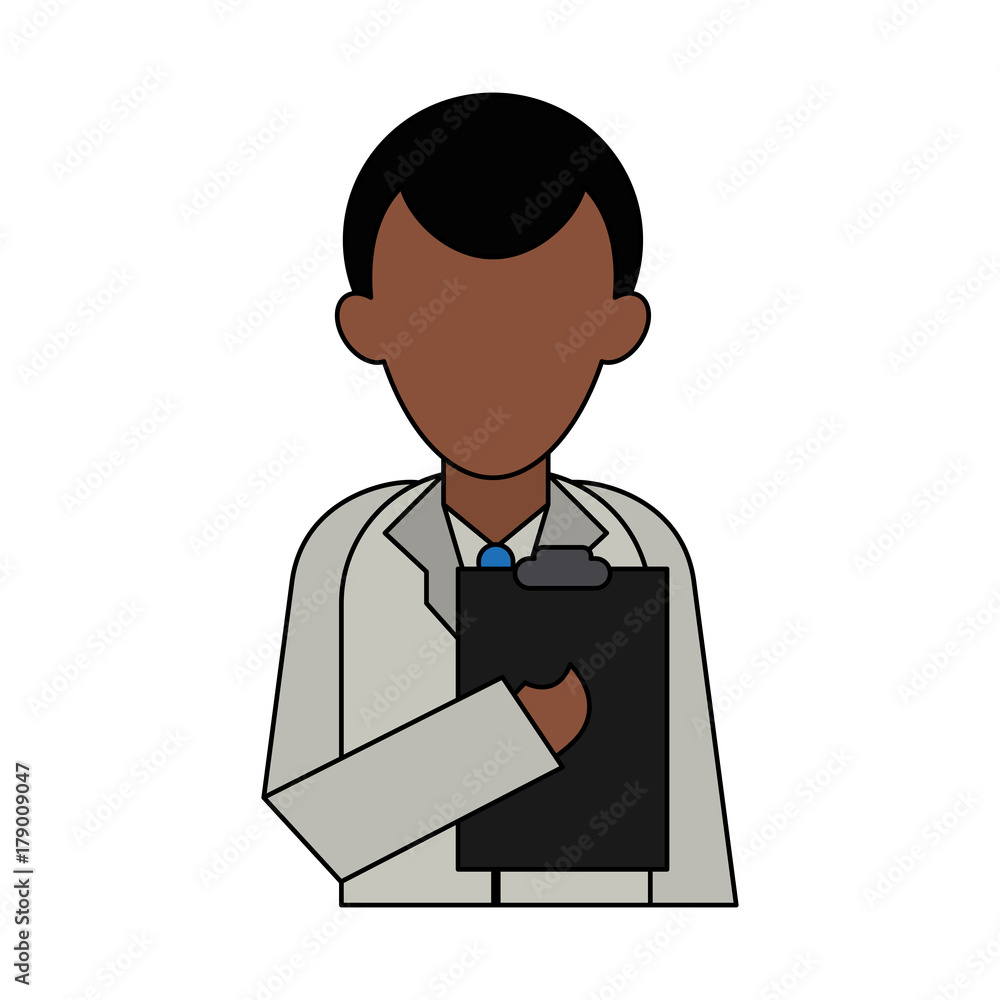 doctor holding clipboard dark skin avatar icon image vector ...