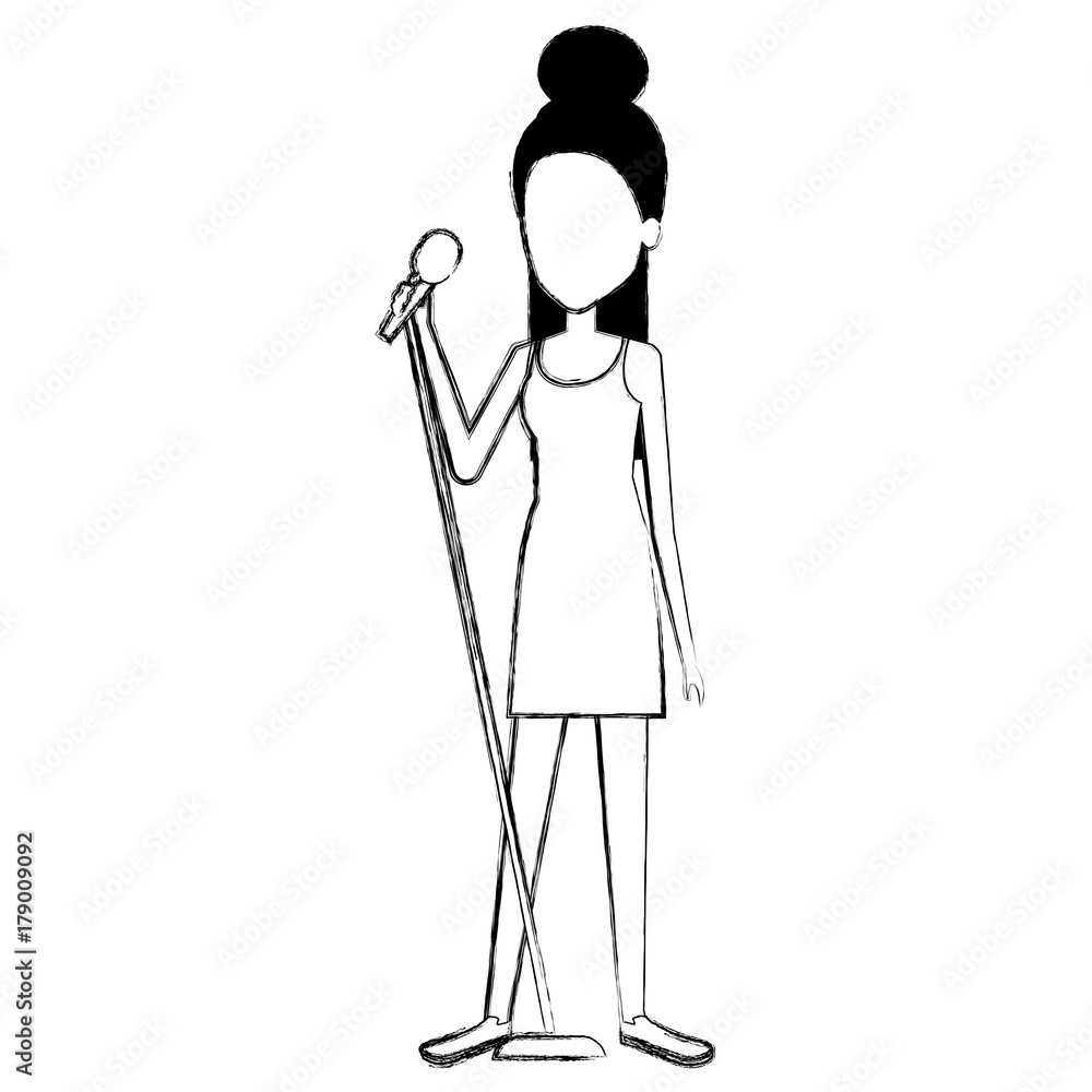 woman singing with microphone woman singing with microphone