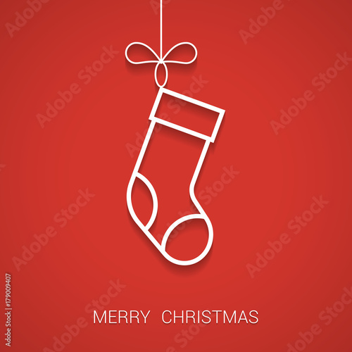 Christmas sock outline. Christmas greeting card. Vector