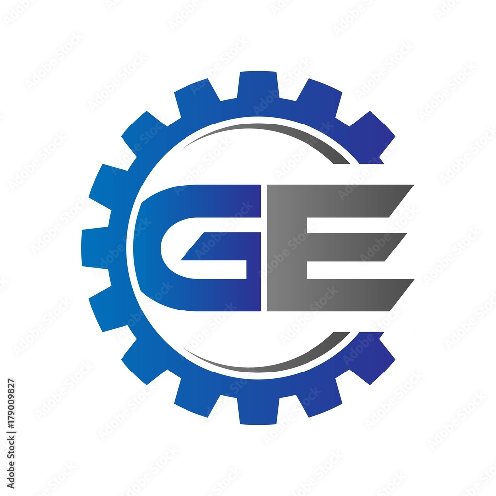 ge initial logo vector with gear blue gray ge initial logo vector with gear blue gray