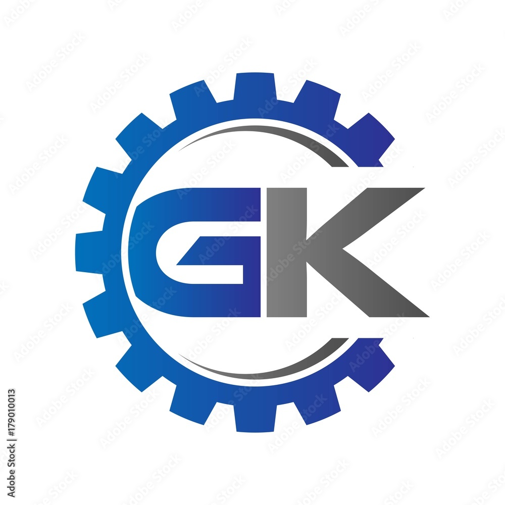 gk initial logo vector with gear blue gray gk initial logo vector with gear blue gray