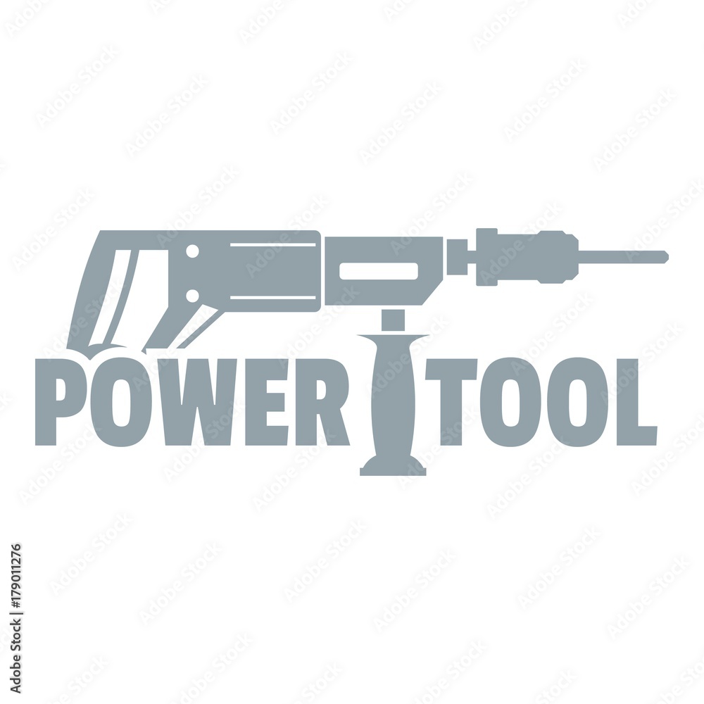 Power tool drill logo, simple gray style